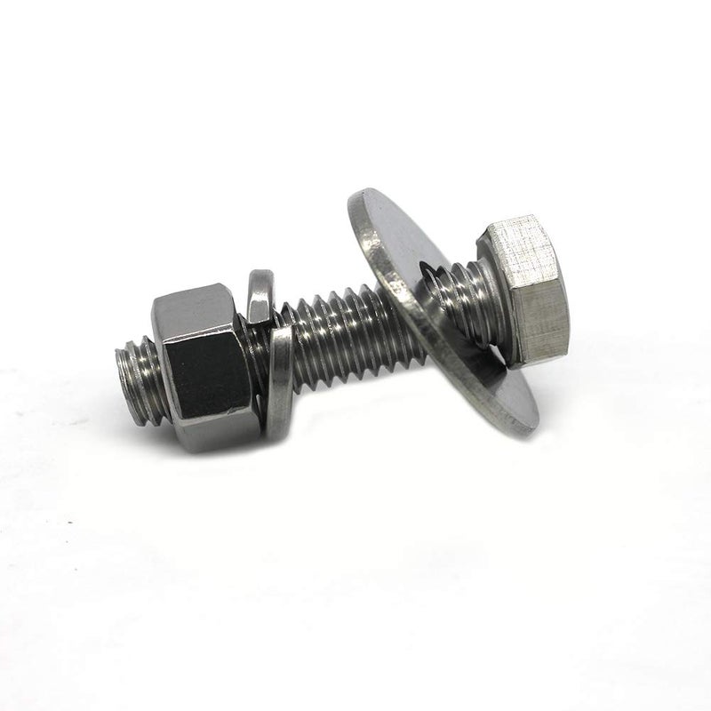 Fullerkreg (8 Sets) 3/8-16x1-1/4 Stainless Steel Hex Head Screws Bolts, Nuts, Flat & Lock Washers, 18-8 (304) S/S, Fully Threaded by Bolt Fullerkreg - Image 1